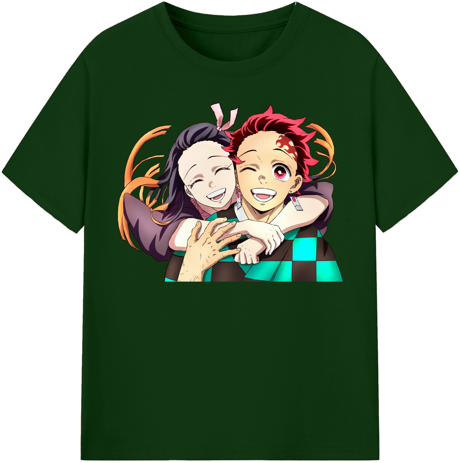 （画像用） 鬼滅の刃（きめつのやいば）竈門 禰󠄀豆子／かまど ねずこ Kamado Nezuko 綿100％半袖Tシャツ（フロントプリント）